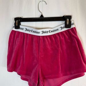 Juicy Couture Shorts Womens S Hot Pink Velour Rhinestone Logo Lounge Sleep